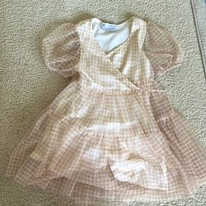 Zara gingham tulle wrap dress with puff sleeves. Like new. Size 6 kids.